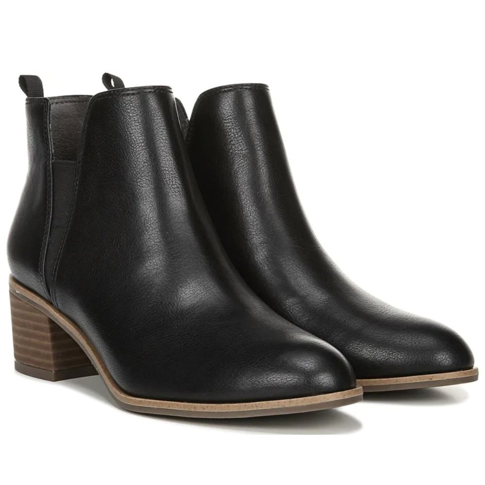 Dr Scholls Womens Size 6 Teammate Black Vegan Leather Ankle Boots Booties Shoes